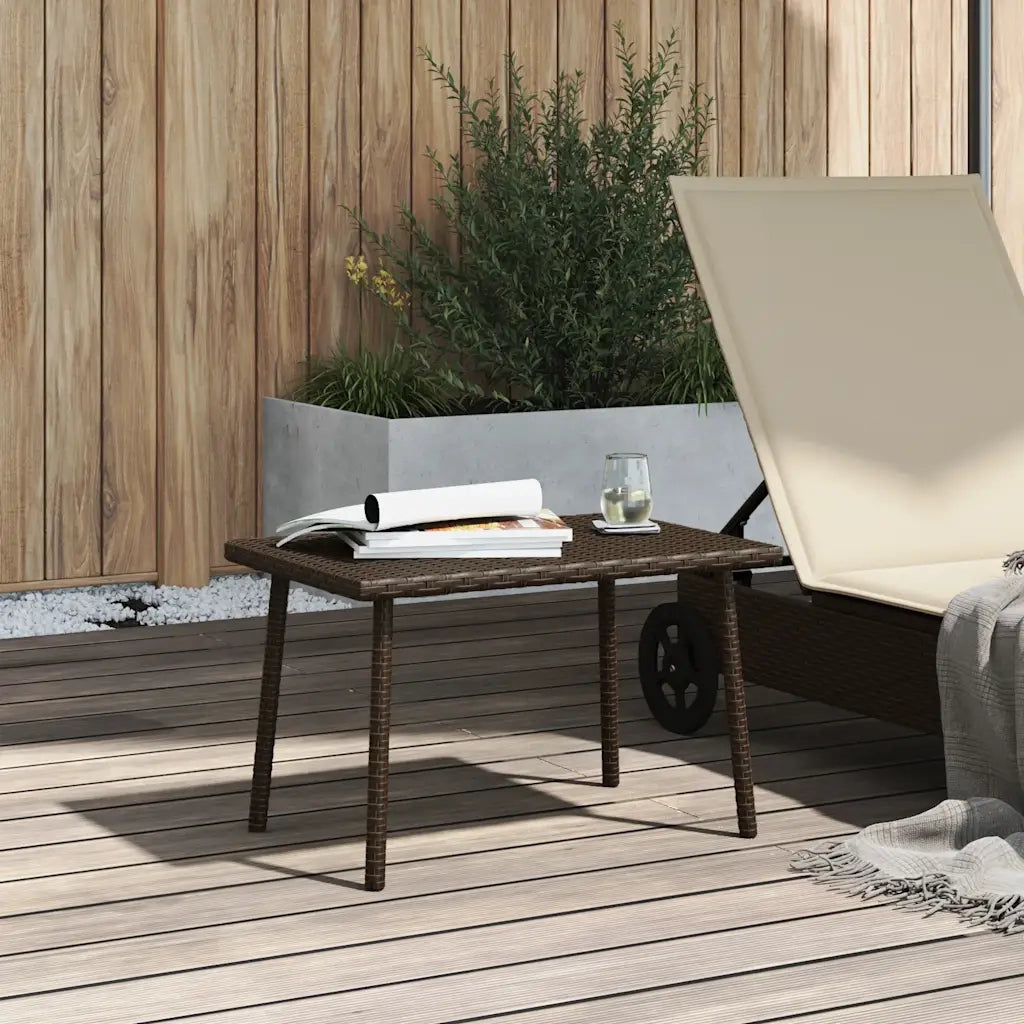 Tavolino-Tavolino da soggiorno-Tavolo Giardino Rettangolare Marrone 60x40x37 cm Polyrattan