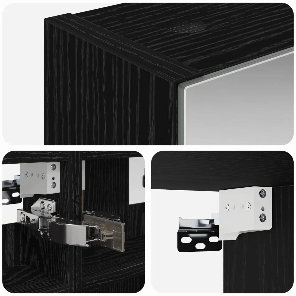 Mobiletto per specchio da bagno Rovere Nero 30 x 10,5 x 50 cm