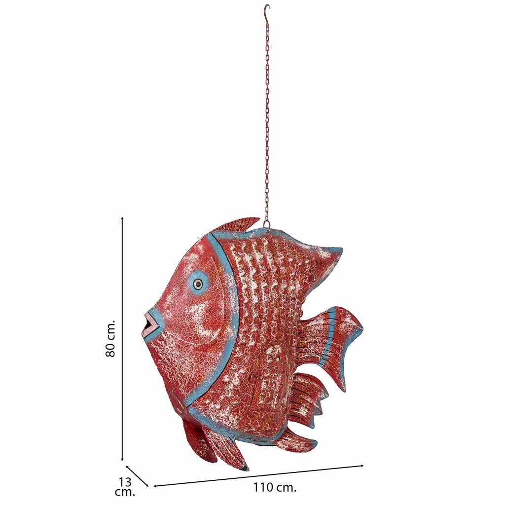 Portacandele pesce in ferro multicolore 110x13x80 cm