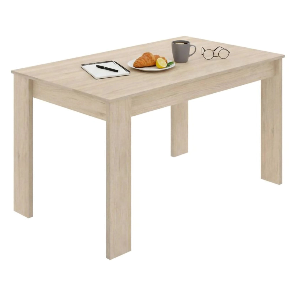 Tavolo fisso Alois, Tavolo da pranzo multiuso, Tavolo rettangolare da cucina o sala da pranzo, 139x81h77 cm, Rovere