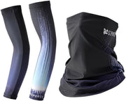 Set di protezione UV, 1 coppia di guanti caldi e 1 maschera facciale, maniche raffreddanti per sport all'aperto, protezione solare UPF 50+ per bicicletta, corsa, golf, pesca, per donne e uomini (B)
