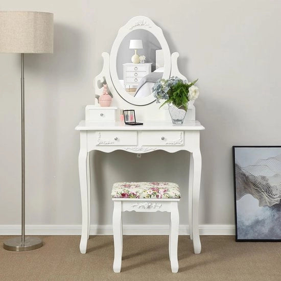 Set di sedile per tavolo da toeletta / bianco, 75 x 40 cm