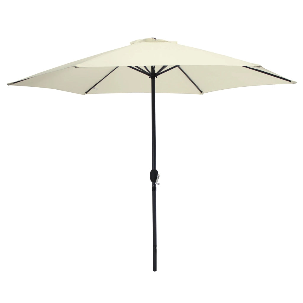 Ombrellone tondo da giardino Rayo (Ø300 cm), acciaio e poliestere, palo diam. 38 mm, apertura antivento con manovella, senza base, colore ecrù