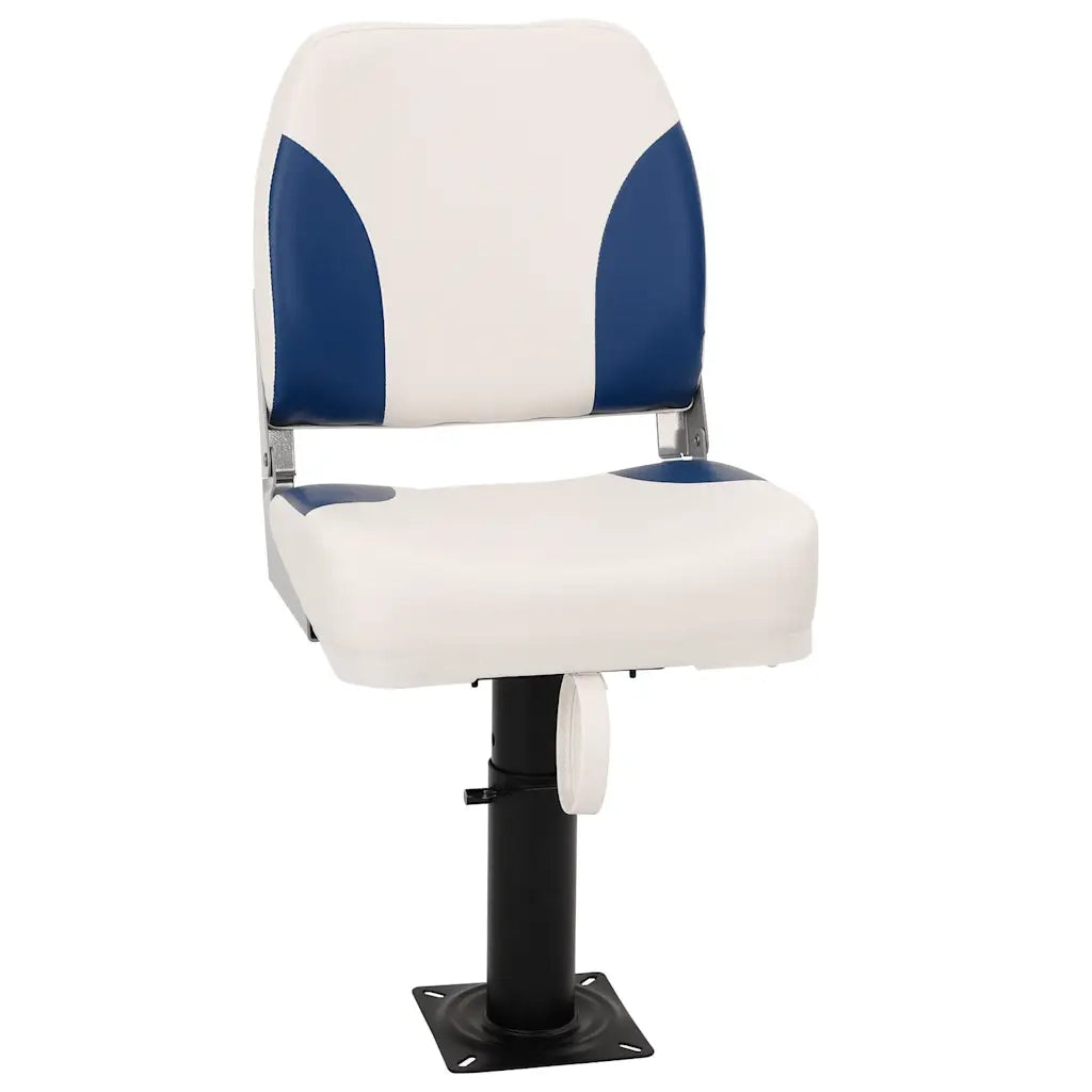 Set Sedile per Barca Pieghevole 2pz Blu e Bianco 41x36x48 cm