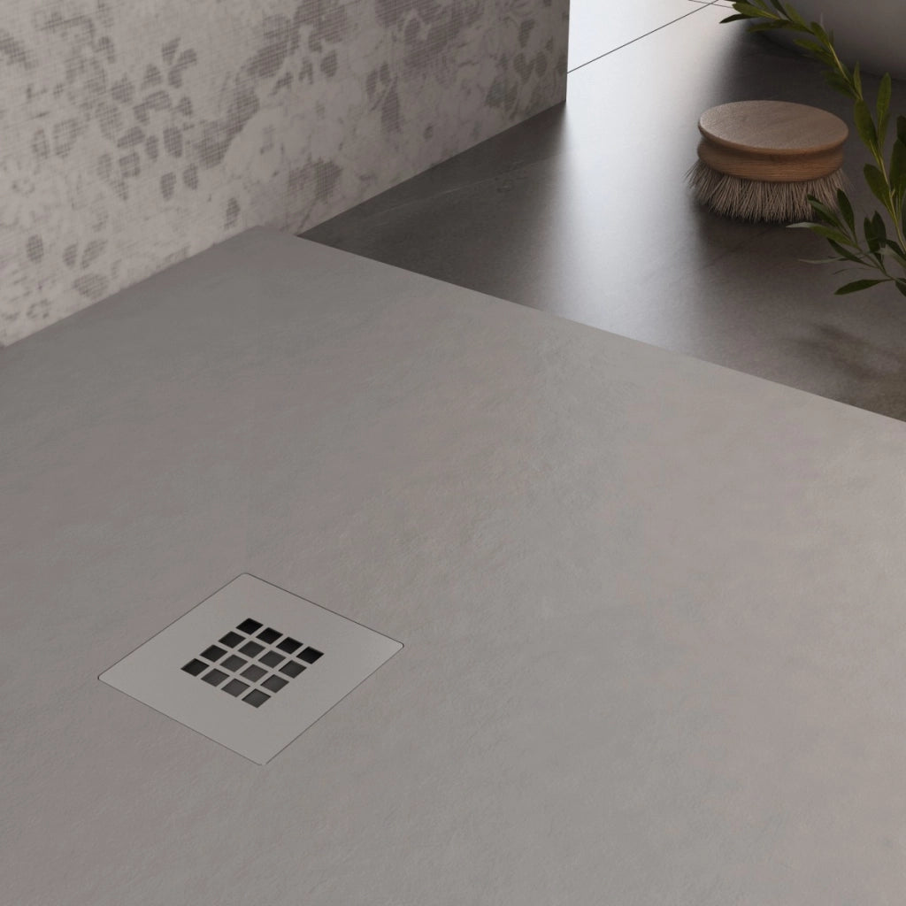 Piatto doccia in marmo resina grigio chiaro pietra cemento plus, misura 70x80