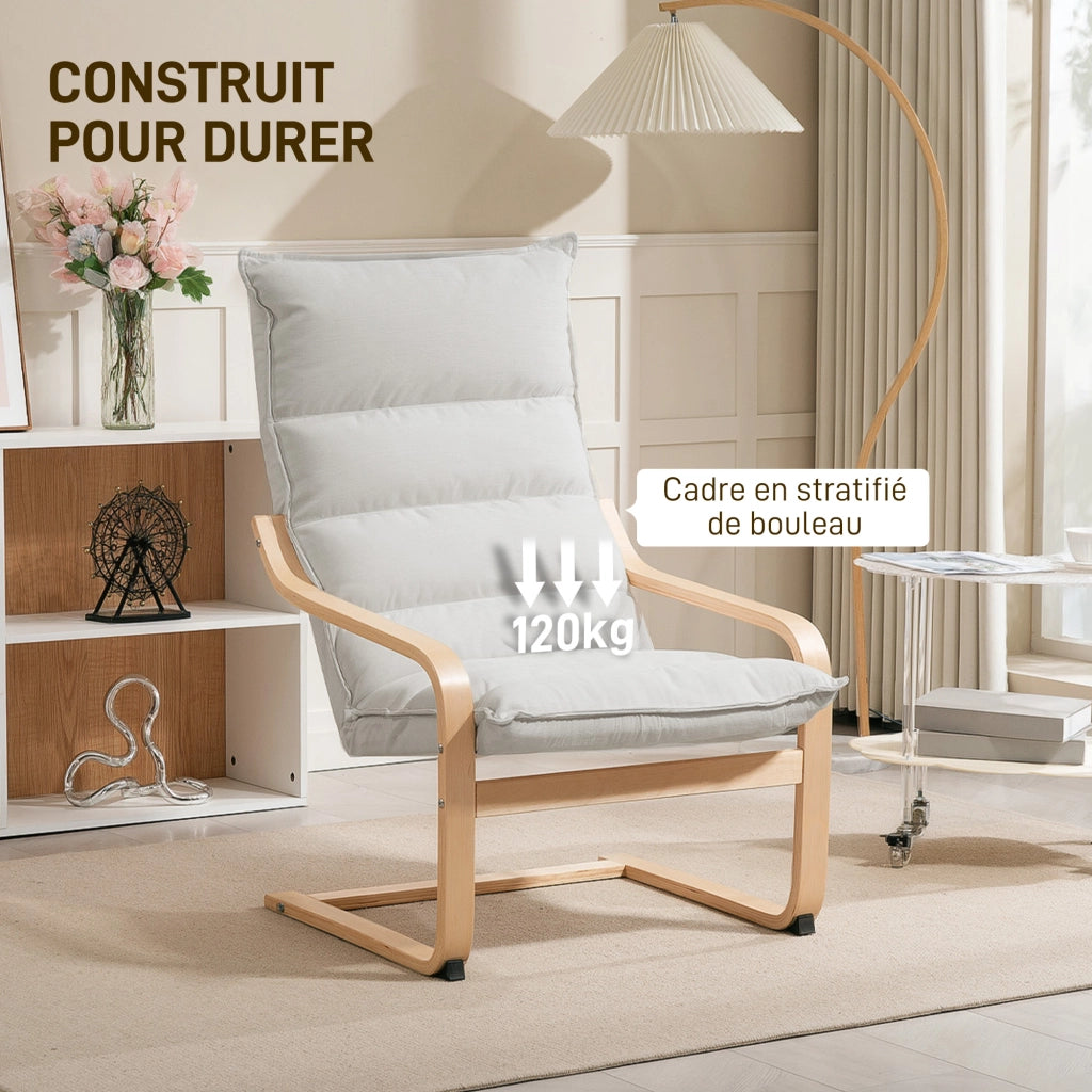Poltrona relax moderna con braccioli ¨C Minimal ¨C Cr¨¨me 67x83x105 cm