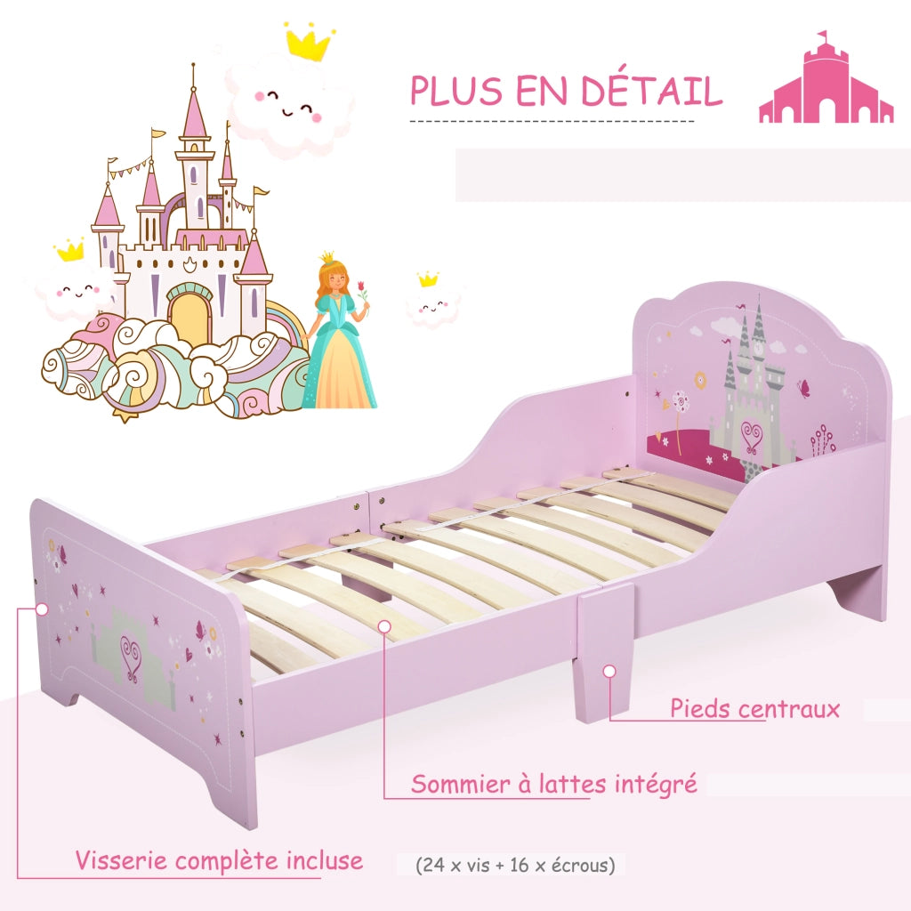 Letto Singolo Bambina con Testiera ¨C Zephmum ¨C Rosa 140x70 cm