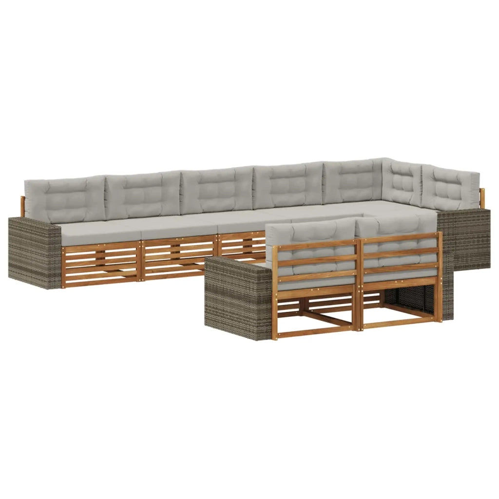 Set di divani da esterno 8 pz Naturale e Grigio Chiaro 3383519
