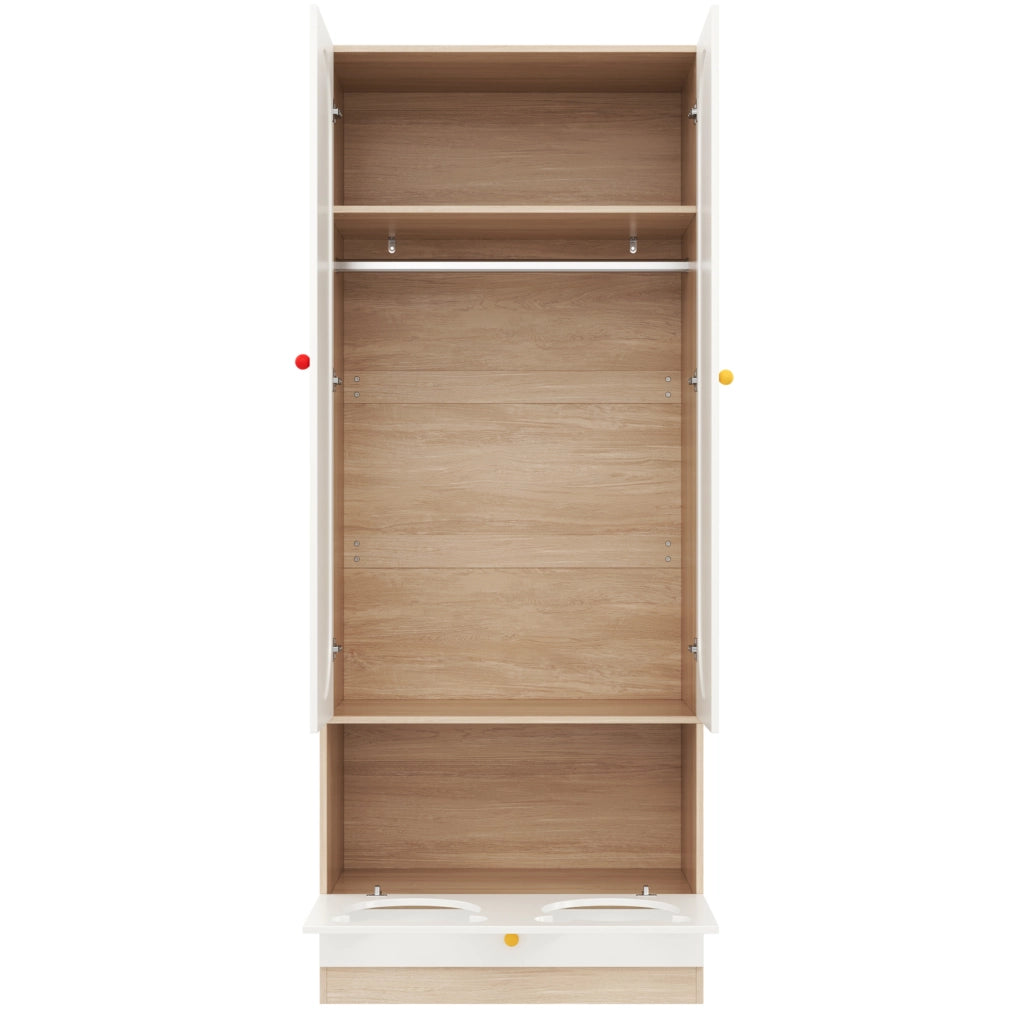 Armadio per bambini a 2 ante 80 × 50 × 200 cm bianco e legno