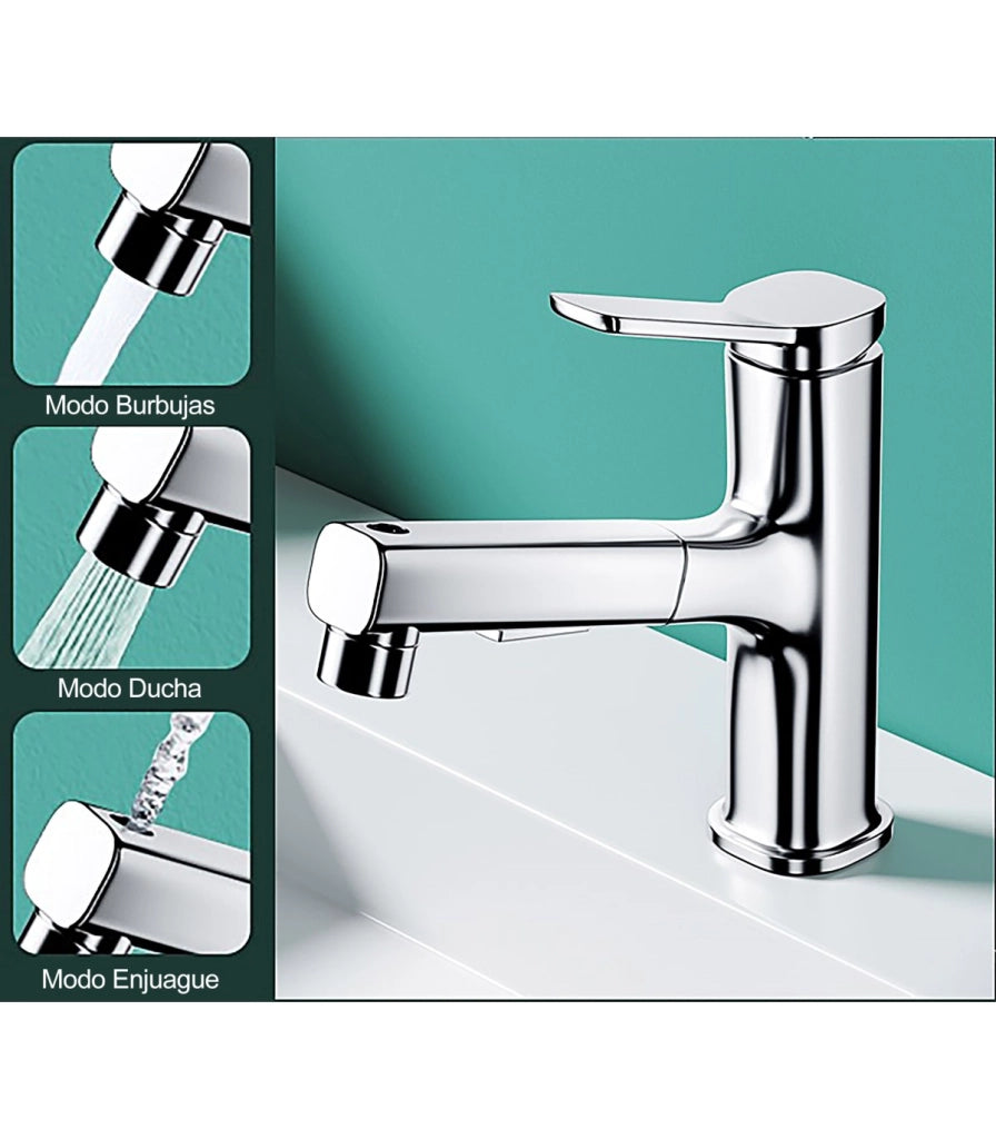 Rubinetto Lavandino Acqua Verticale LH-178 | Rame Massiccio | Estraibile | 2 Modi Acqua | Acqua Verticale per Risciacquo Dentale