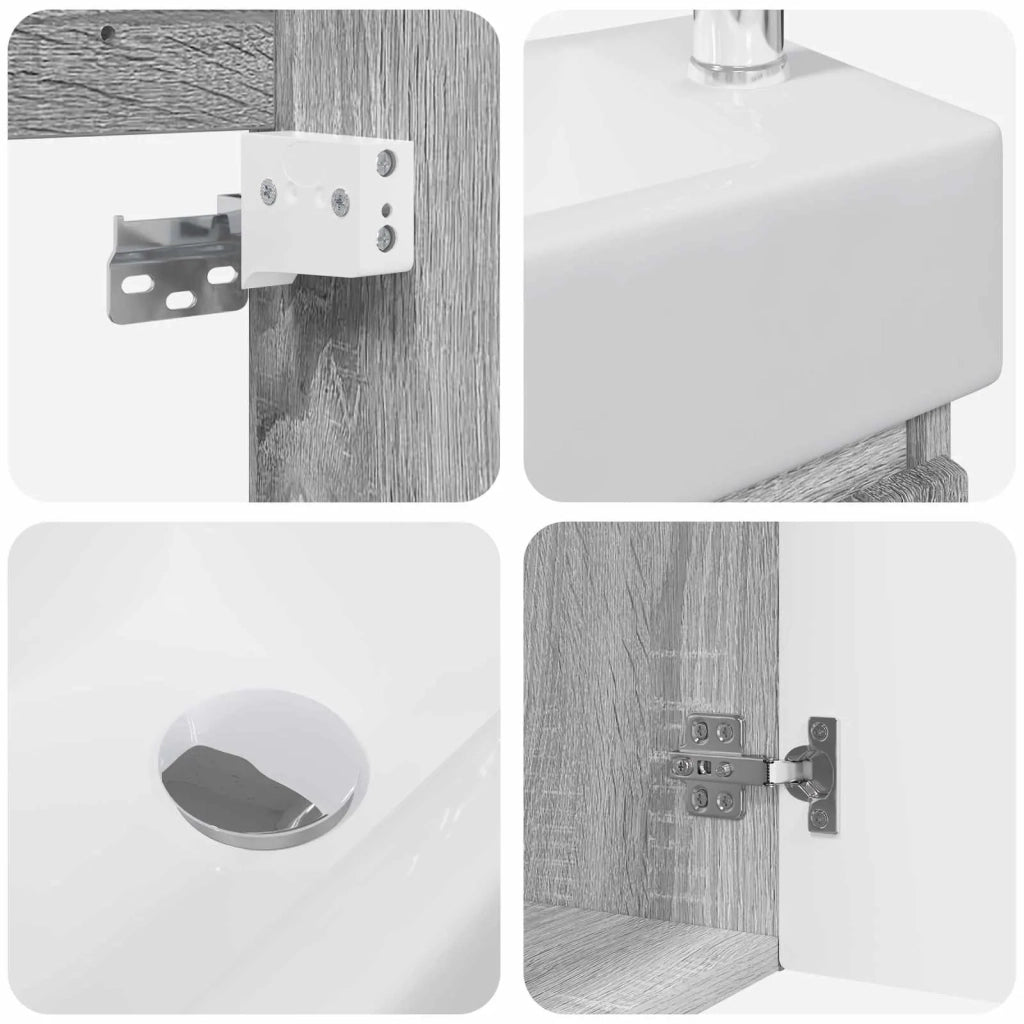 Mobile bagno con rubinetto Sonoma grigio 45,5 x 22,5 x 84 cm 889457