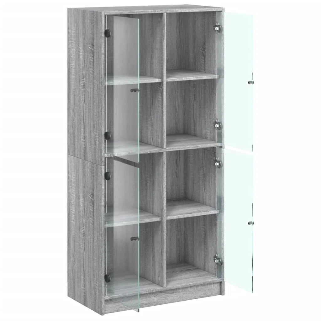Buffet credenza cassettiera armadio mobile contenitore organizer cucina soggiorno salotto alto con ante rovere Sonoma 68 x 37 x 142 cm legno ingegnerizzato grigio 02_0032243