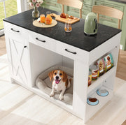 Isola da cucina bianca con 3 cassetti e vano per animali