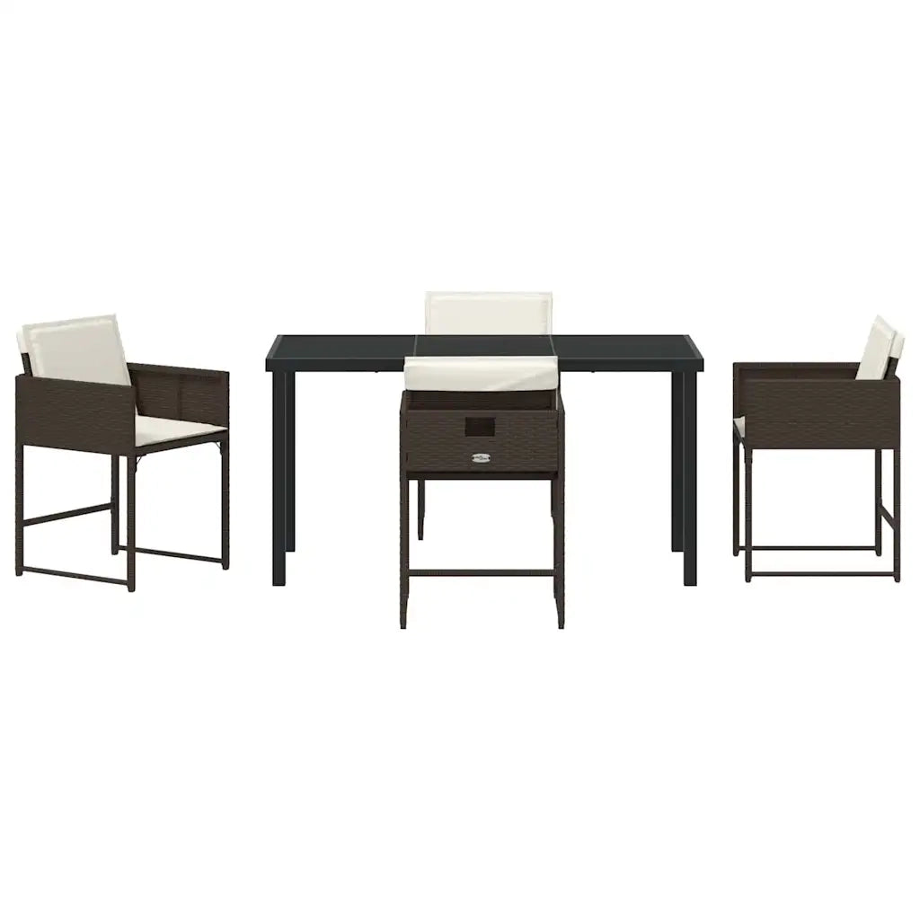Set da Pranzo per Giardino 5 pcs Marrone polyrattan 3380726