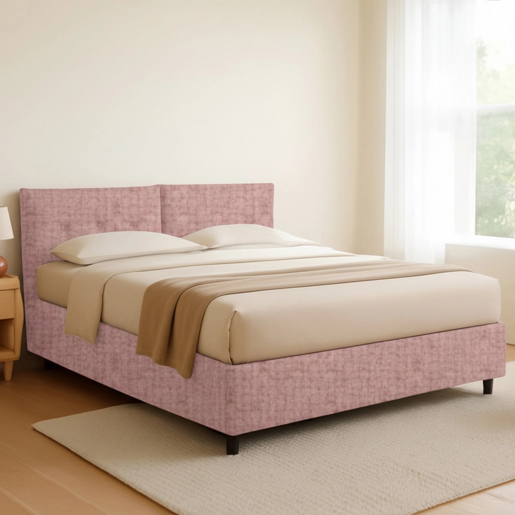York, Letto Piazza e Mezza Sfoderabile Made in Italy, Rosa