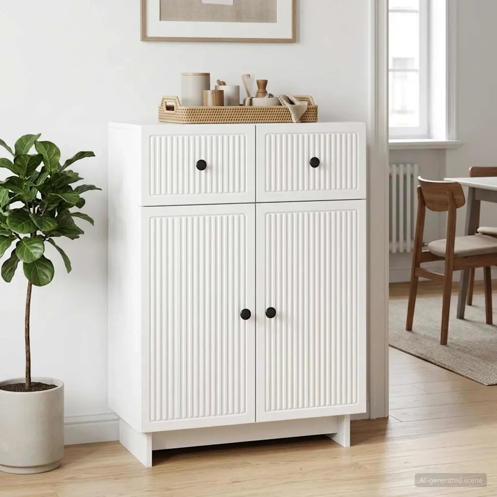 Credenza Bianco Lucido 66 x 34,5 x 90 cm Legno ingegnerizzato 893949