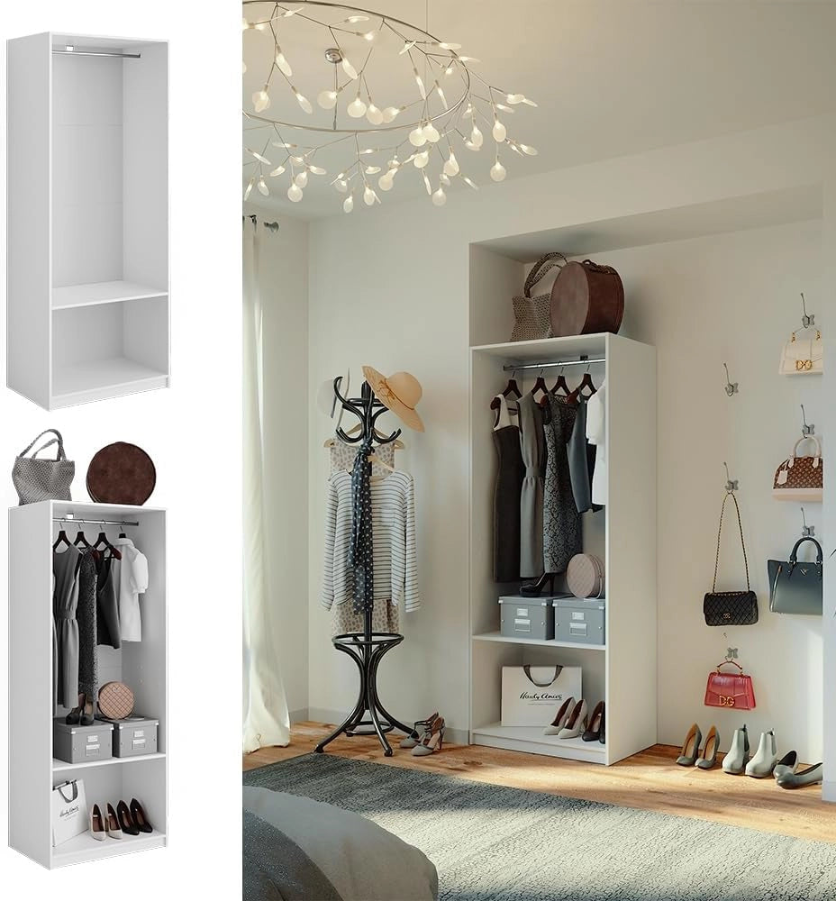Armadio Elmo, Bianco, 80 x 200 cm, per una conservazione flessibile di diversi capi di abbigliamento