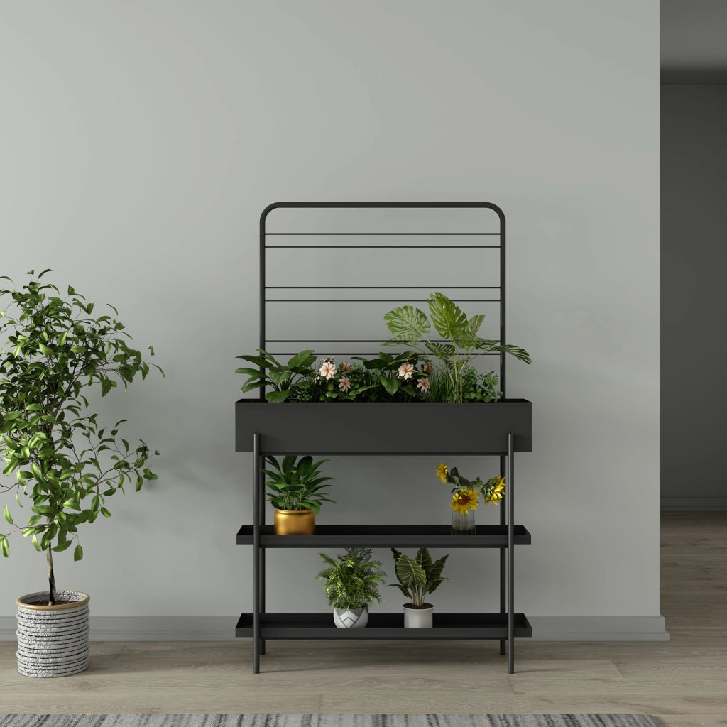 Scaffale Portapiante Alto Aalsmeer in Metallo 154 x 96 x 24 cm - Nero casa.pro