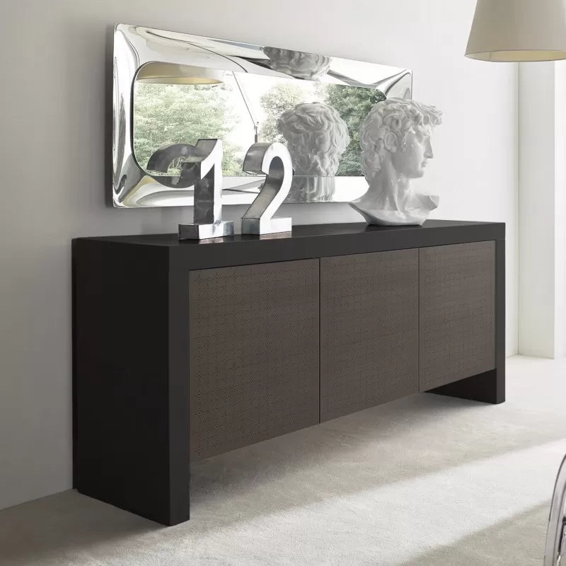 Madia contemporanea legno nero 3 ante 205x45x89 - Mobili 2G