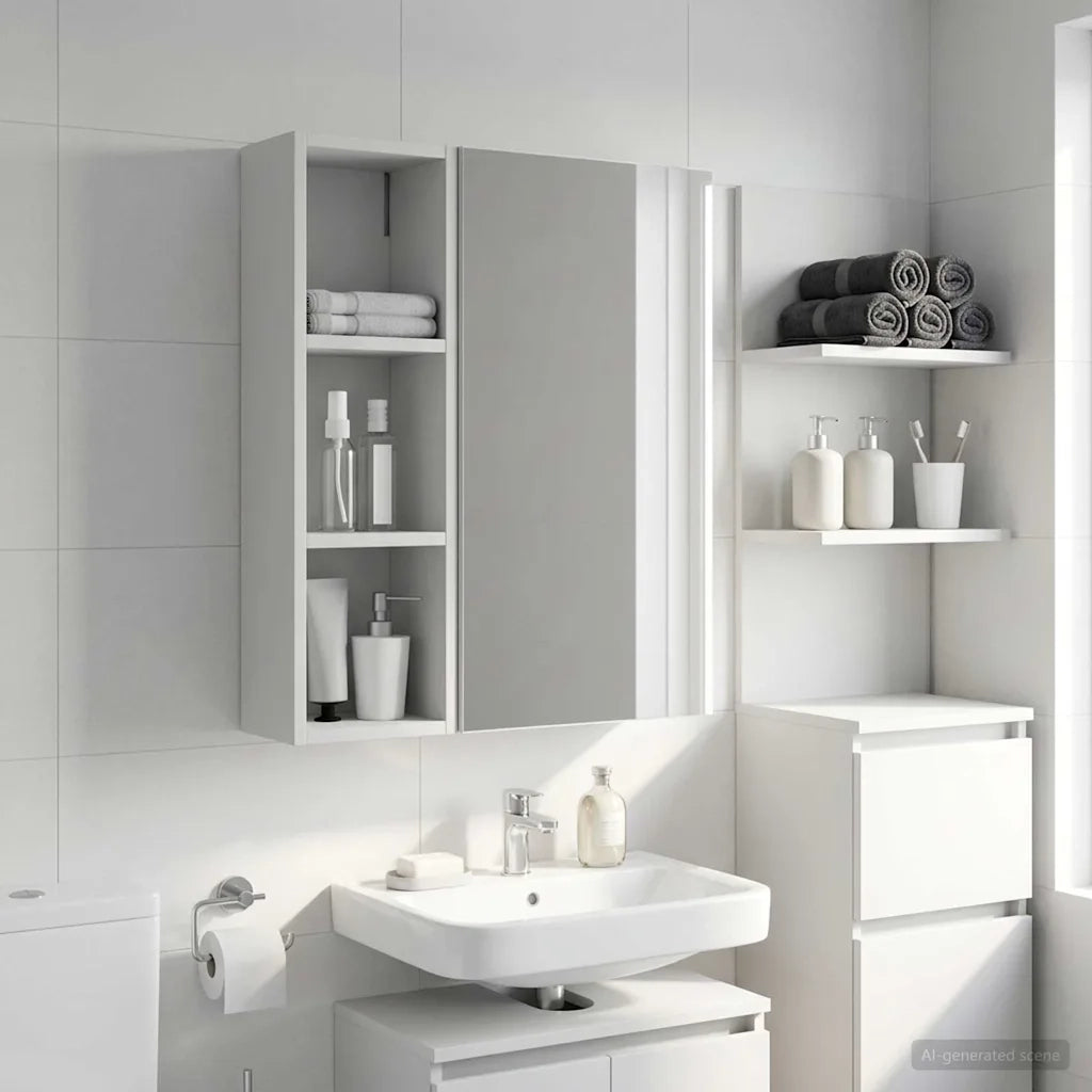 Armadio da bagno a muro con lo scaffale Bianco 20 x 14 x 70 cm 889295