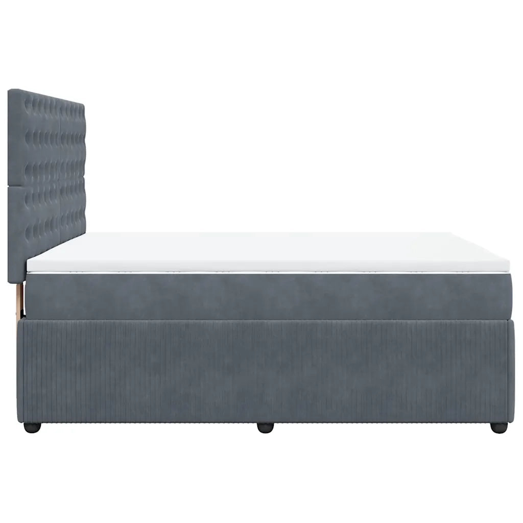 Giroletto a Molle con Materasso Grigio Scuro 140x190 cm Velluto