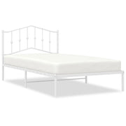 Letto singolo | Letto per adulti | Giroletto con Testiera Metallo Bianco 107x203 cm