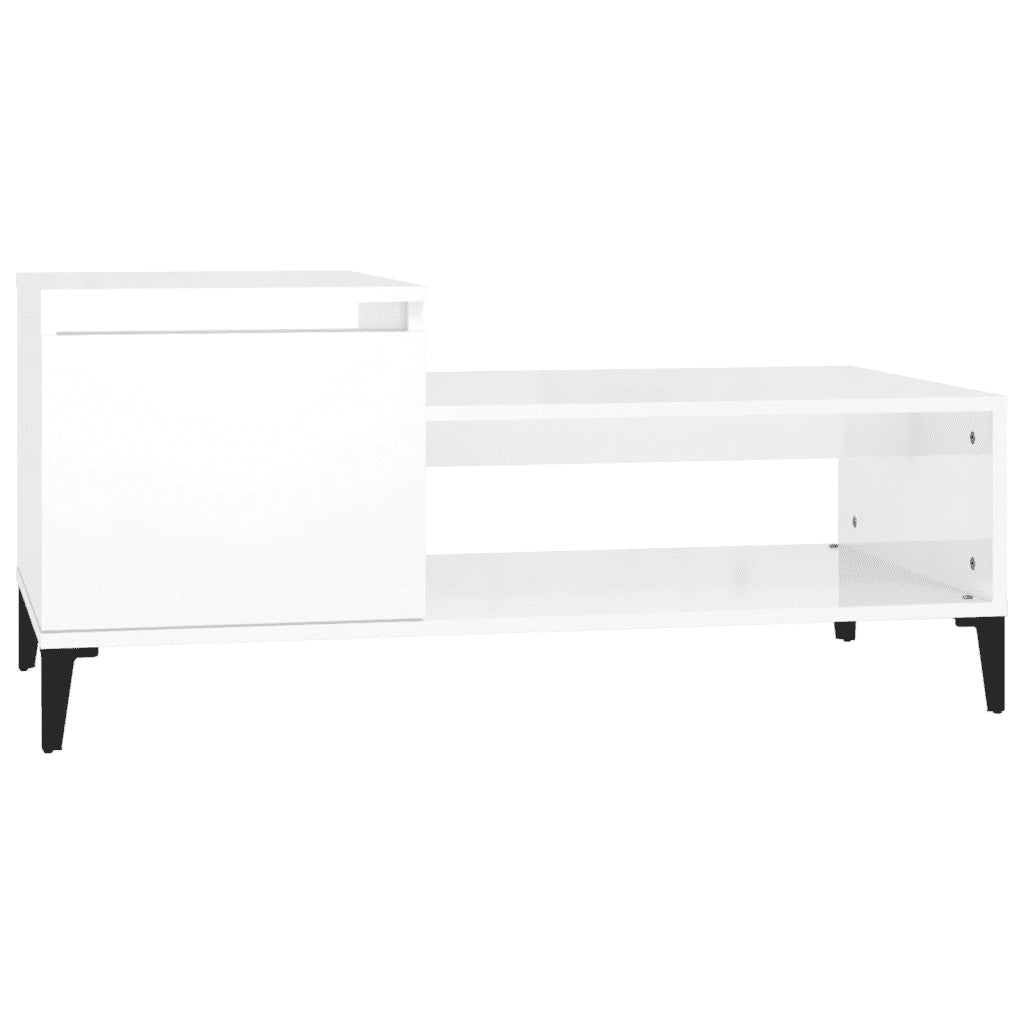 Tavolino da Salotto Bianco Lucido 100x50x45cm Legno Multistrato cod mxl 23488
