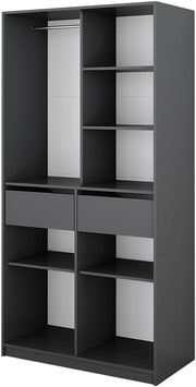 Armadio Elmo, Antracite, 100 x 200 cm con 2 cassetti, per una conservazione flessibile di diversi capi di abbigliamento