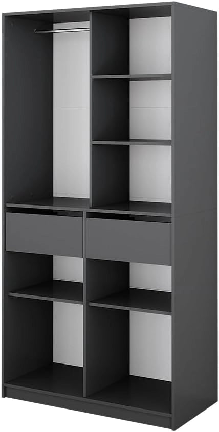 Armadio Elmo, Antracite, 100 x 200 cm con 2 cassetti, per una conservazione flessibile di diversi capi di abbigliamento
