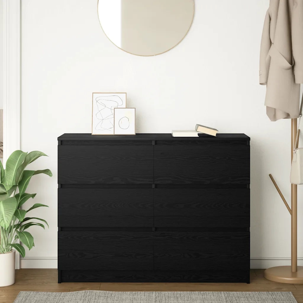 Credenza | Madia | Buffet da pranzo | Armadio da pranzo Rovere Nero 100x35x76 cm in Legno Multistrato