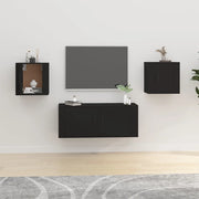 Mobili Porta TV a Parete 2 pz-Set di 2 Credenza per TV sospesa Nero 40x34,5x40 cm