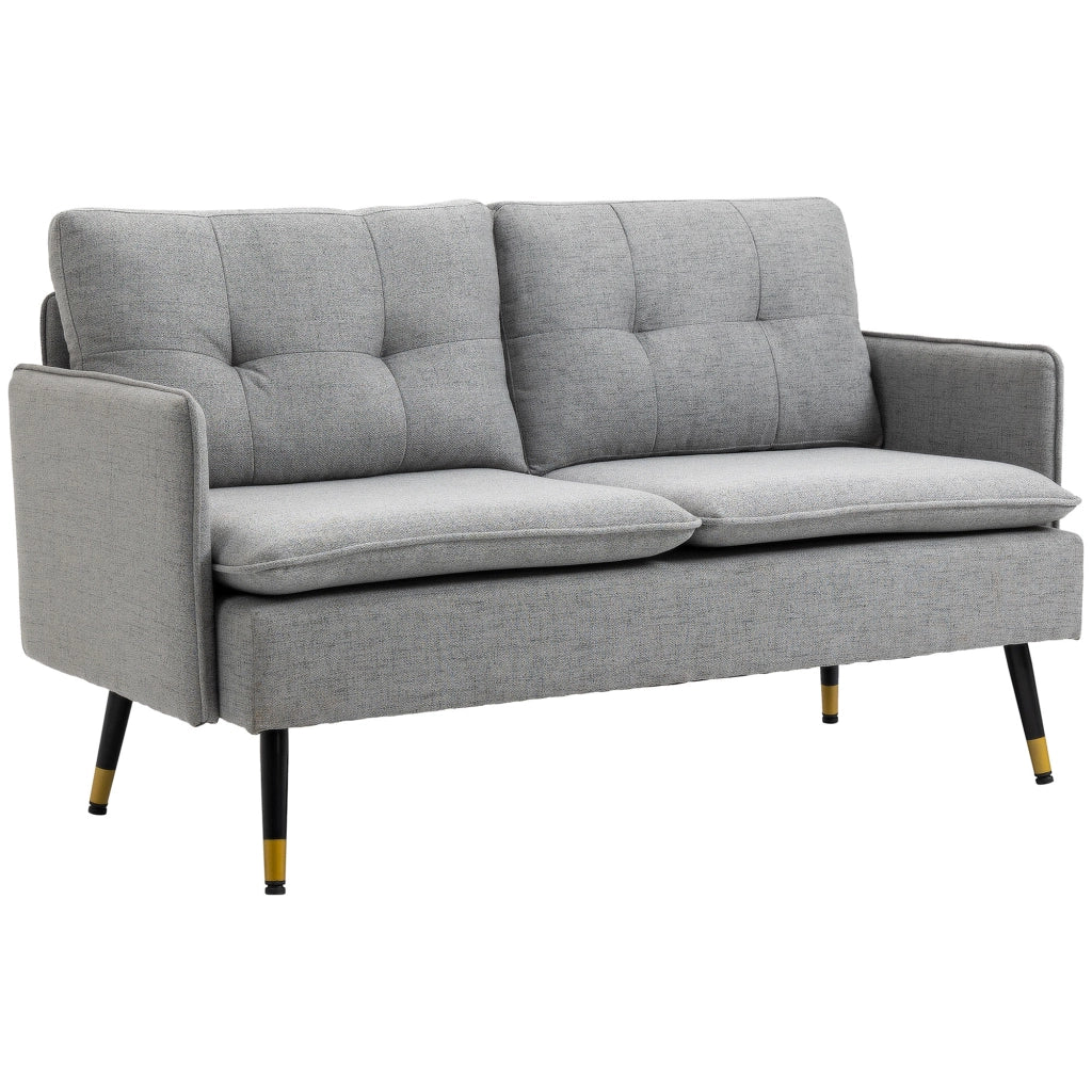Divano 2 Posti in Tessuto Grigio con Gambe in Acciaio ¨C zephmum ¨C 139x68x80cm