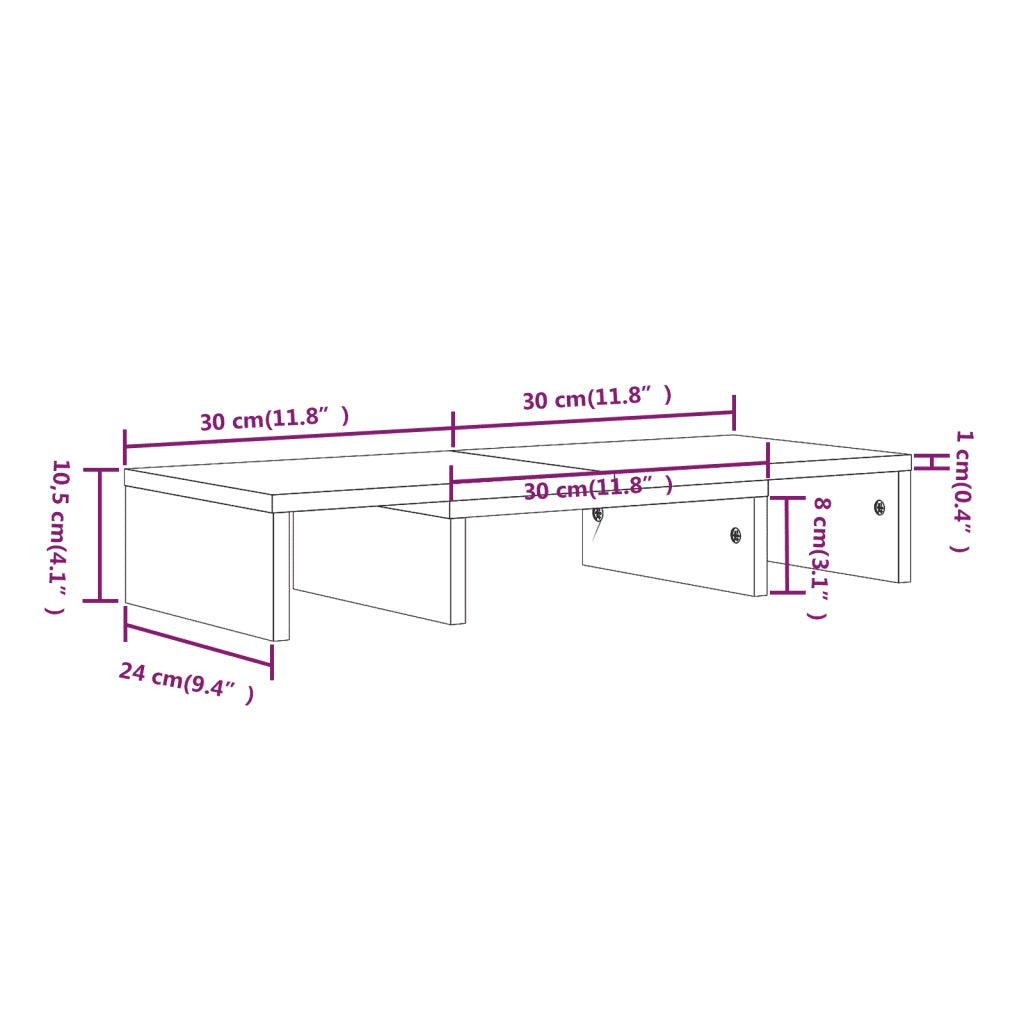 Supporto per Monitor 60x24x10,5 cm in Legno Massello di Pino 813934