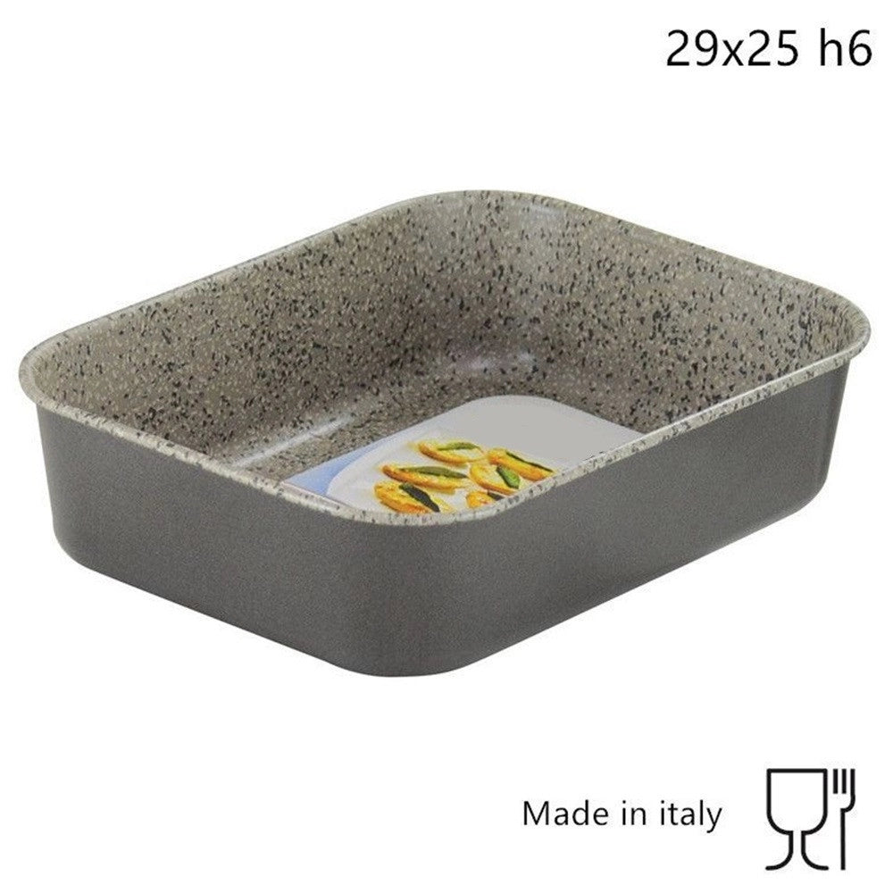 Trade Shop - Sfornatutto Alto Teglia 29x25xh6cm Grigio Pietra In Alluminio Antiaderente 036862m -