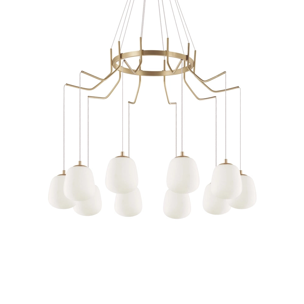 Sospensione Contemporanea Karousel Metallo Ottone 10 Luci G9 3W 3000K Luce Calda