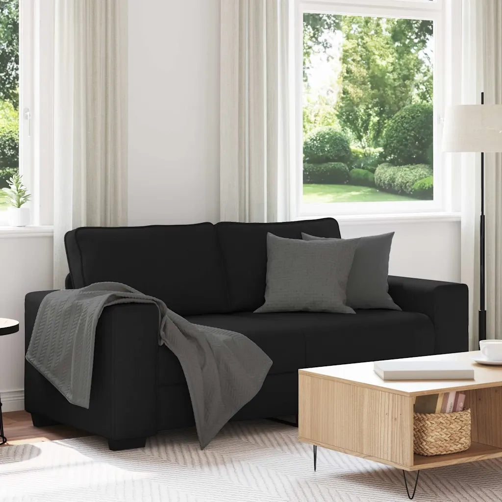 Divano | Divano da soggiorno | Sofa a 2 Posti Nero 180x77x82 cm in Tessuto