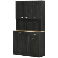 Credenza Cucina Alto con Cassetti e Armadietti, Mobile Dispensa Alto in Legno,101x39x180 cm, Nero | Aosom Italy