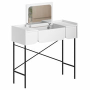 Toeletta Trucco Bianco Moderna Mobile Salvaspazio con Cassetti e Specchio