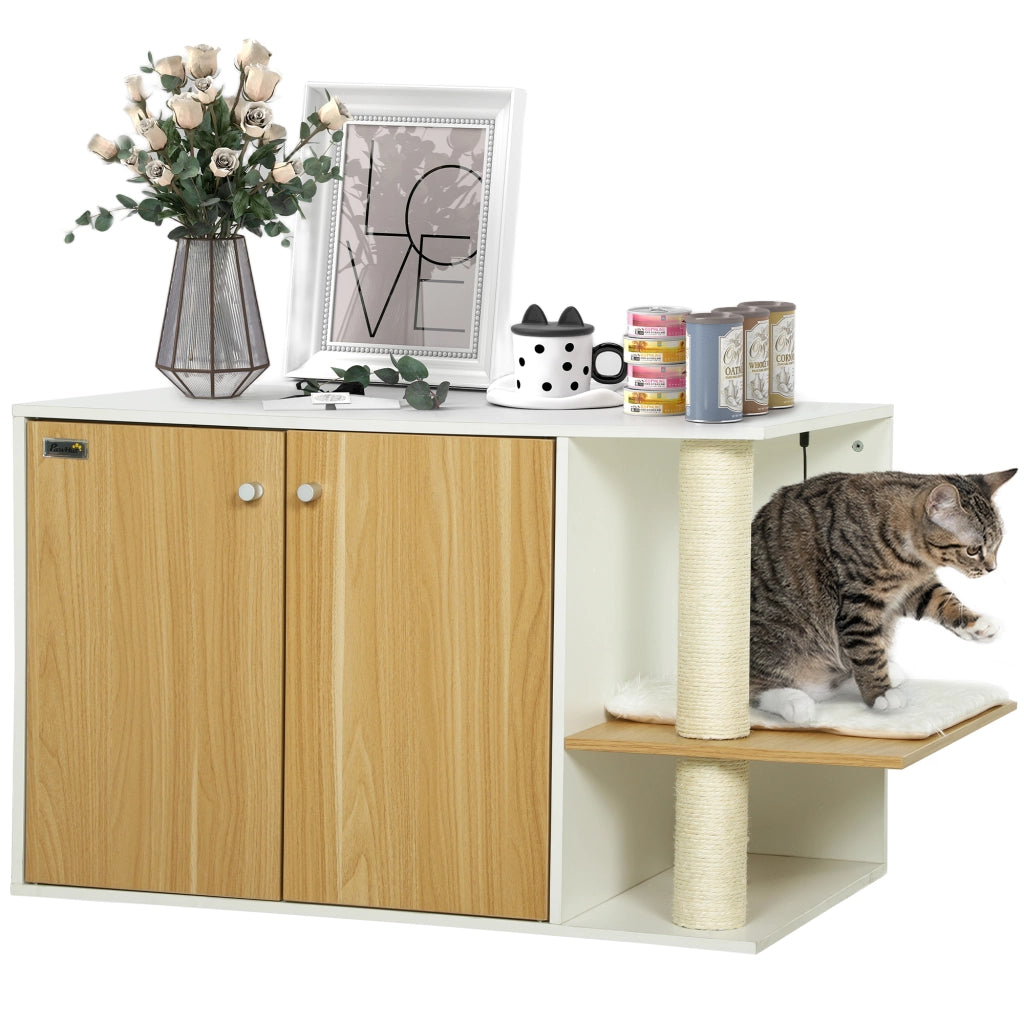Centro Giochi per Gatti con Cuscino e Palla ¨C Zephmum ¨C 94x48x50,5cm Bianco