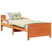 Letto singolo | Letto per adulti | Struttura del letto con testiera Marrone cerato 80 x 200 cm