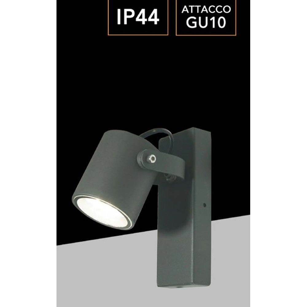 Trade Shop - Applique Parete Orientabile Per Esterno Attacco Gu10 Lampada Da Muro Ip44 539wa-b172 -