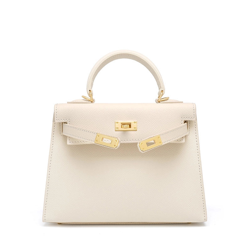Borsa a tracolla da donna in vera pelle, modello tote bag, colore bianco.