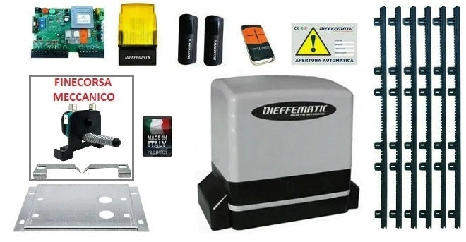 Kit Automazione Cancello Scorrevole 600Kg 230V 6Mt Cremagliera Compatibile