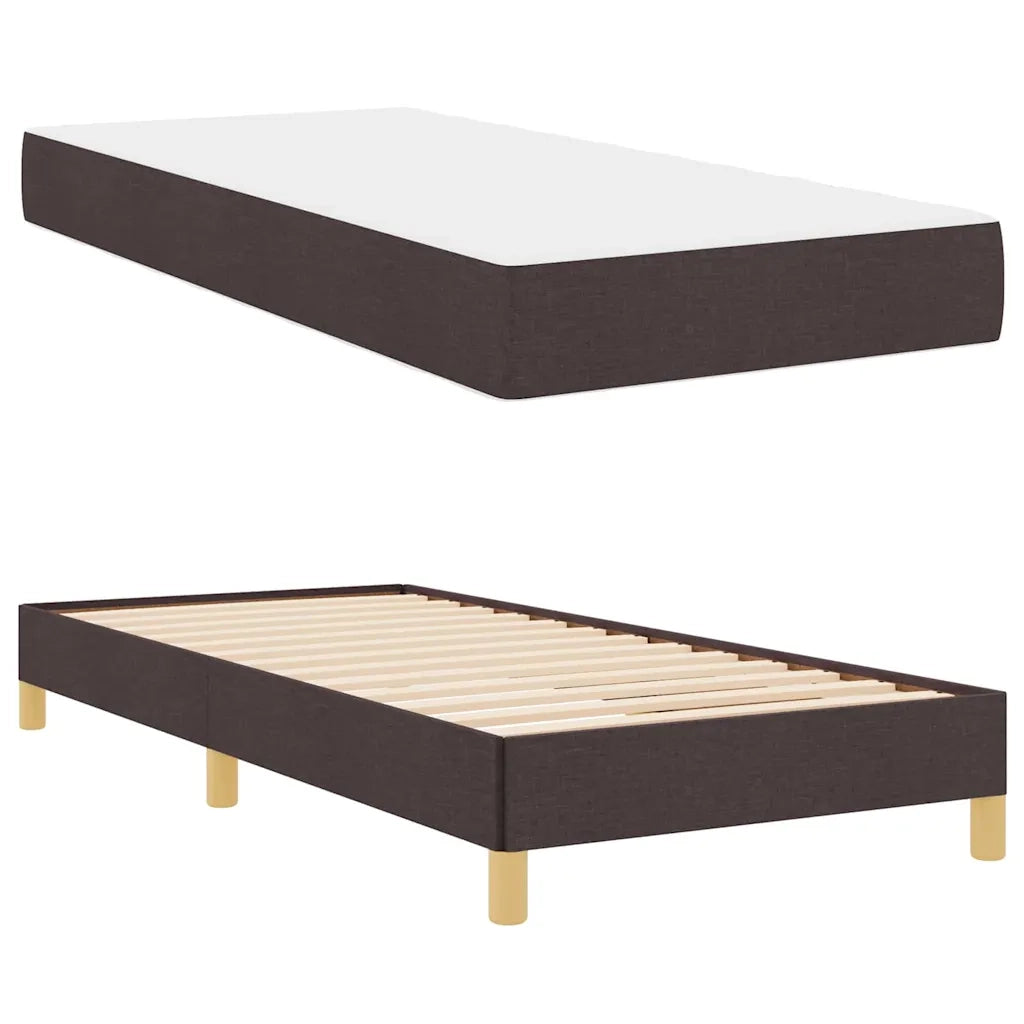 Letto a molle con materasso Marrone Scuro 80 x 200 cm Tessuto