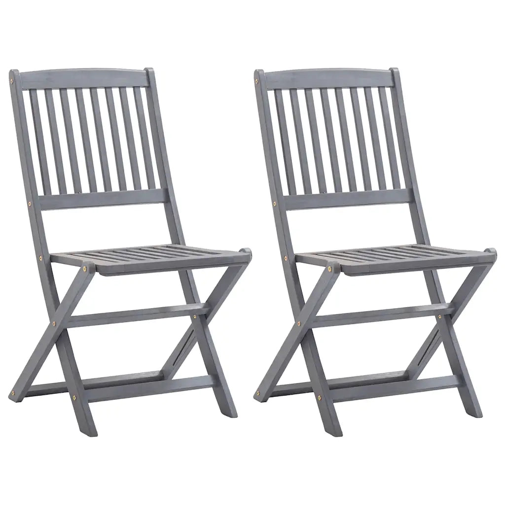 Sedie da Giardino Pieghevoli 2pz con Cuscini in Massello Acacia 3064539