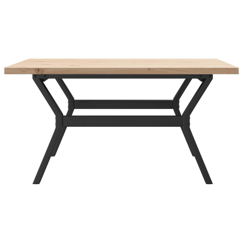 Tavolino Salotto Telaio a Y 90x90x45,5 cm Legno Pino e Acciaio 3282775
