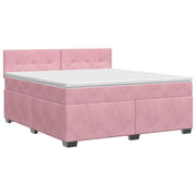 Letto box spring con materasso Rosa 160 x 200 cm Velluto 3450751