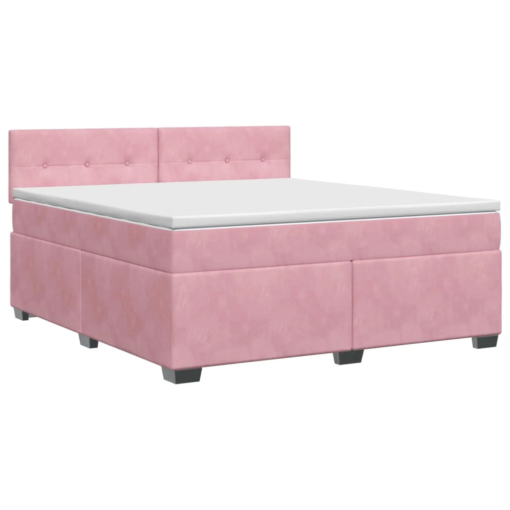 Letto box spring con materasso Rosa 160 x 200 cm Velluto 3450751
