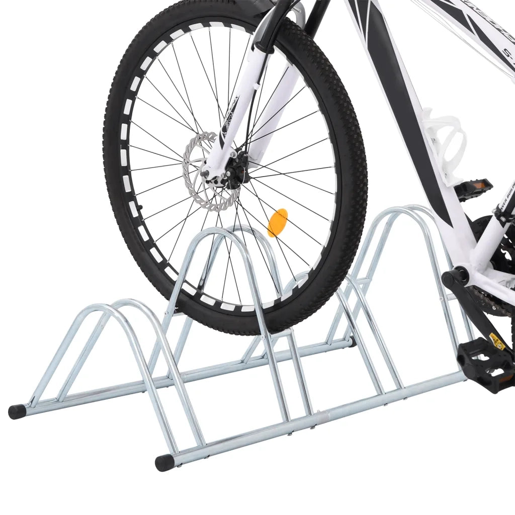 Supporto per 4 Bici da Pavimento Autoportante Acciaio Zincato CFW7912134