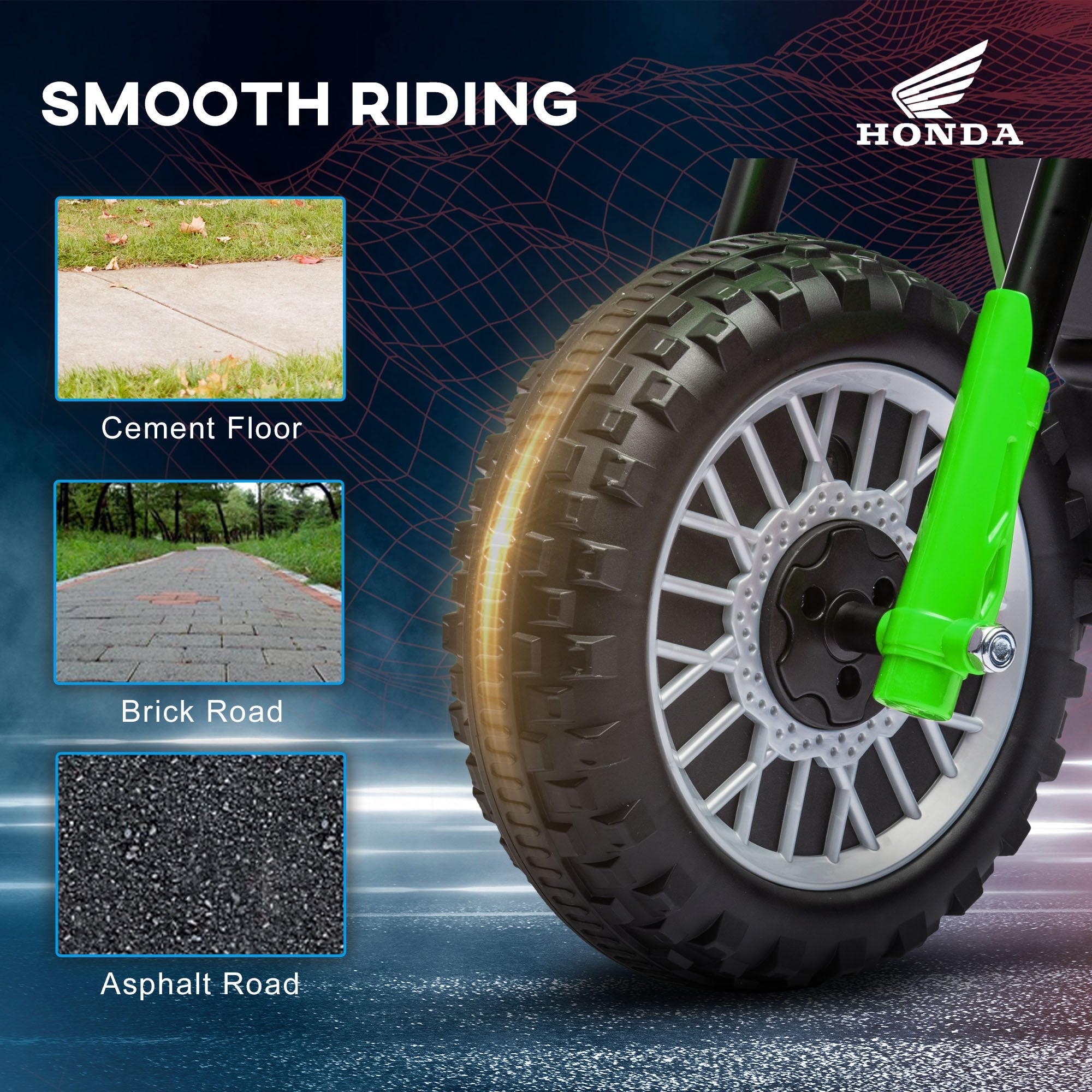 Moto Elettrica per Bambini 3 Ruote 6V con Licenza Honda CRF450RL Verde